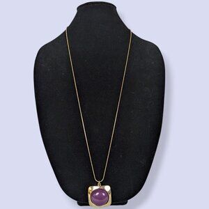 Vintage Snake Chain Lucite Pendant Necklace